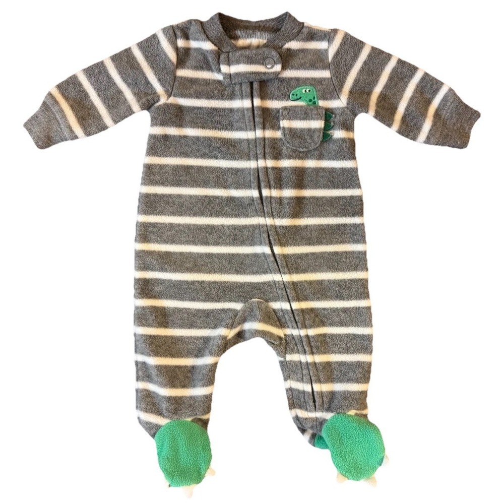 Carters Preemie Baby Boy Sleeper Dinosaur Fleece Dino Feet Outfit Reborn Doll
